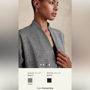 Charcoal NAILHEAD TEXTURED BLAZER by Banana Republic